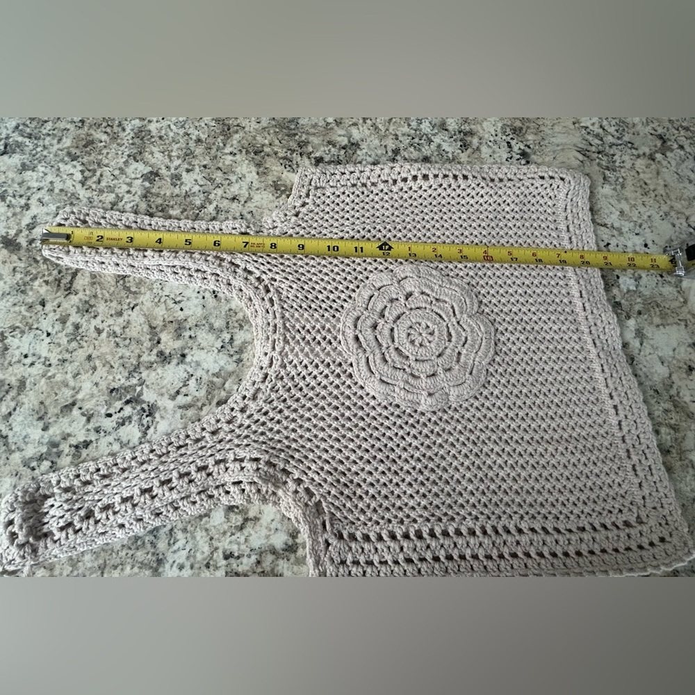 NWT Jessica Simpson Crochet Knit Cream Beige Boho Tank Flower Detail Size XS - Picture 9 of 9